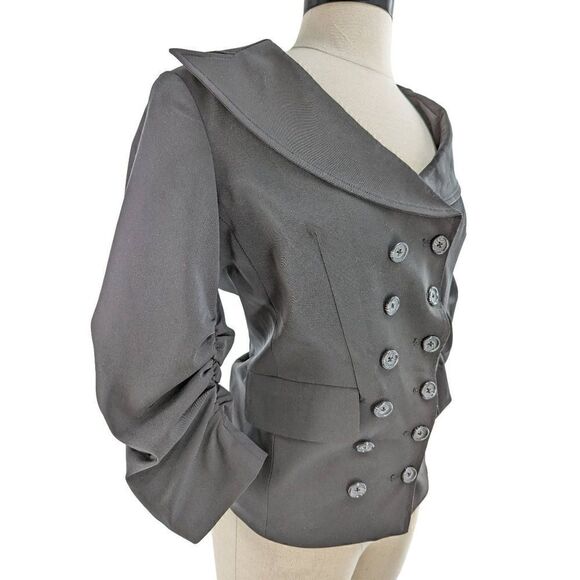 Elizabeth and James Women's Double Breast Buttons Pleated Sleeves Blouse Size 6 - Picture 3 of 14